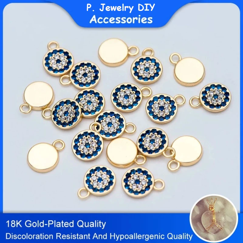 

Gold Plated Blue Zircon Coin Disc Pendant Making Charm DIY Accessories Material