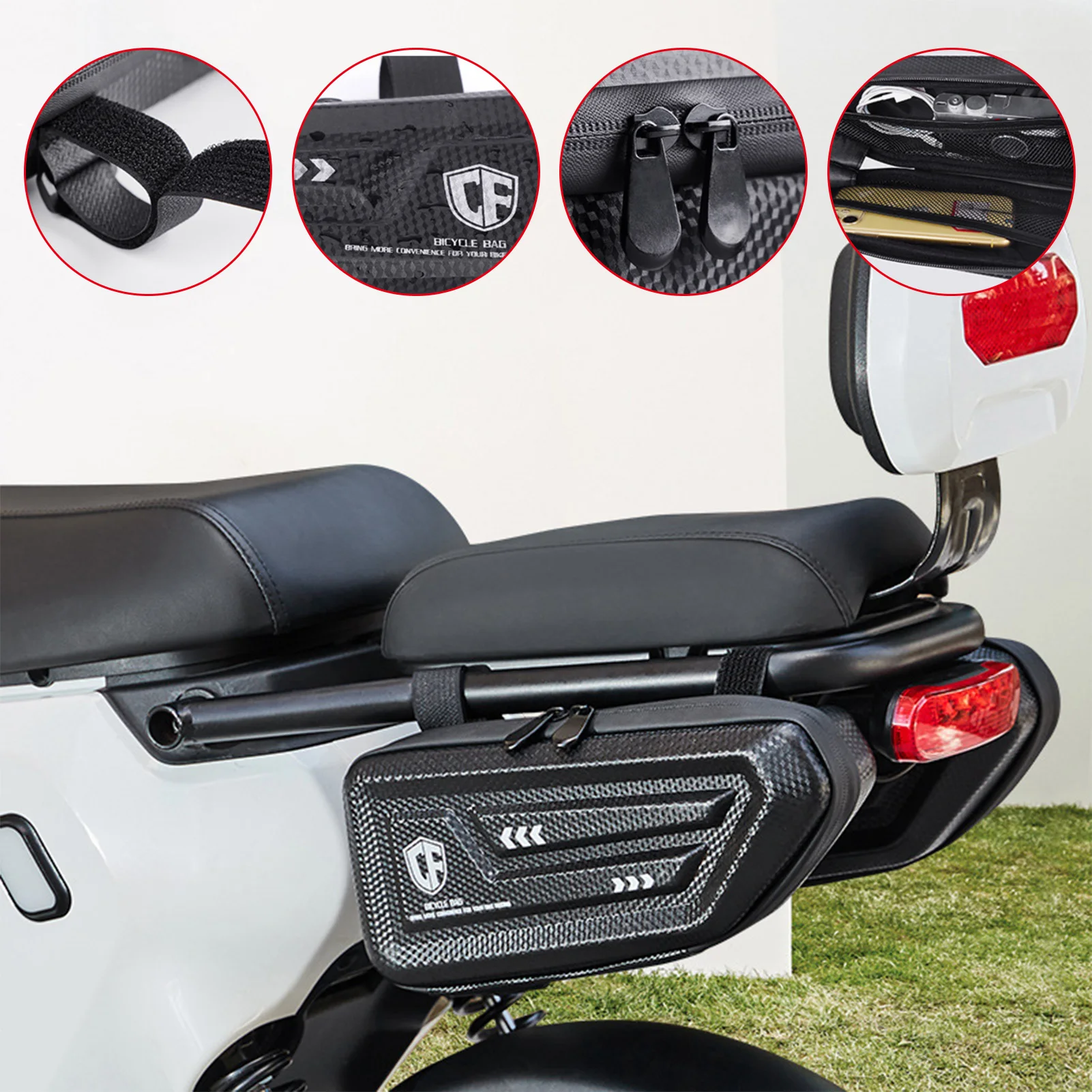 

1 Pair 2L Motorcycle Motocross Rear Seat Bag Waterproof Motorcycle Pannier Saddle Bag With Dust Covers Triangle Bag