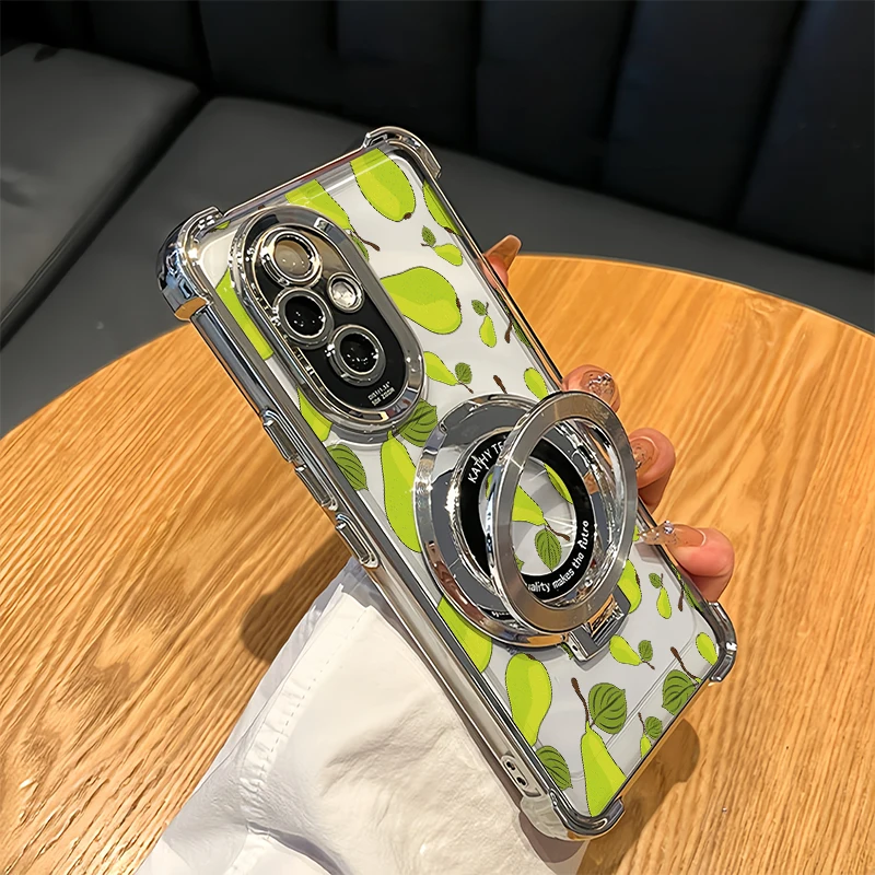 Фото Чехол для телефона Infinix Spark 20 20C 10C 10 Pro Go 1 2 3 2024 2023 с принтом вишни и груши, противоударный, с прозрачным покрытием и подставкой-держателем №3