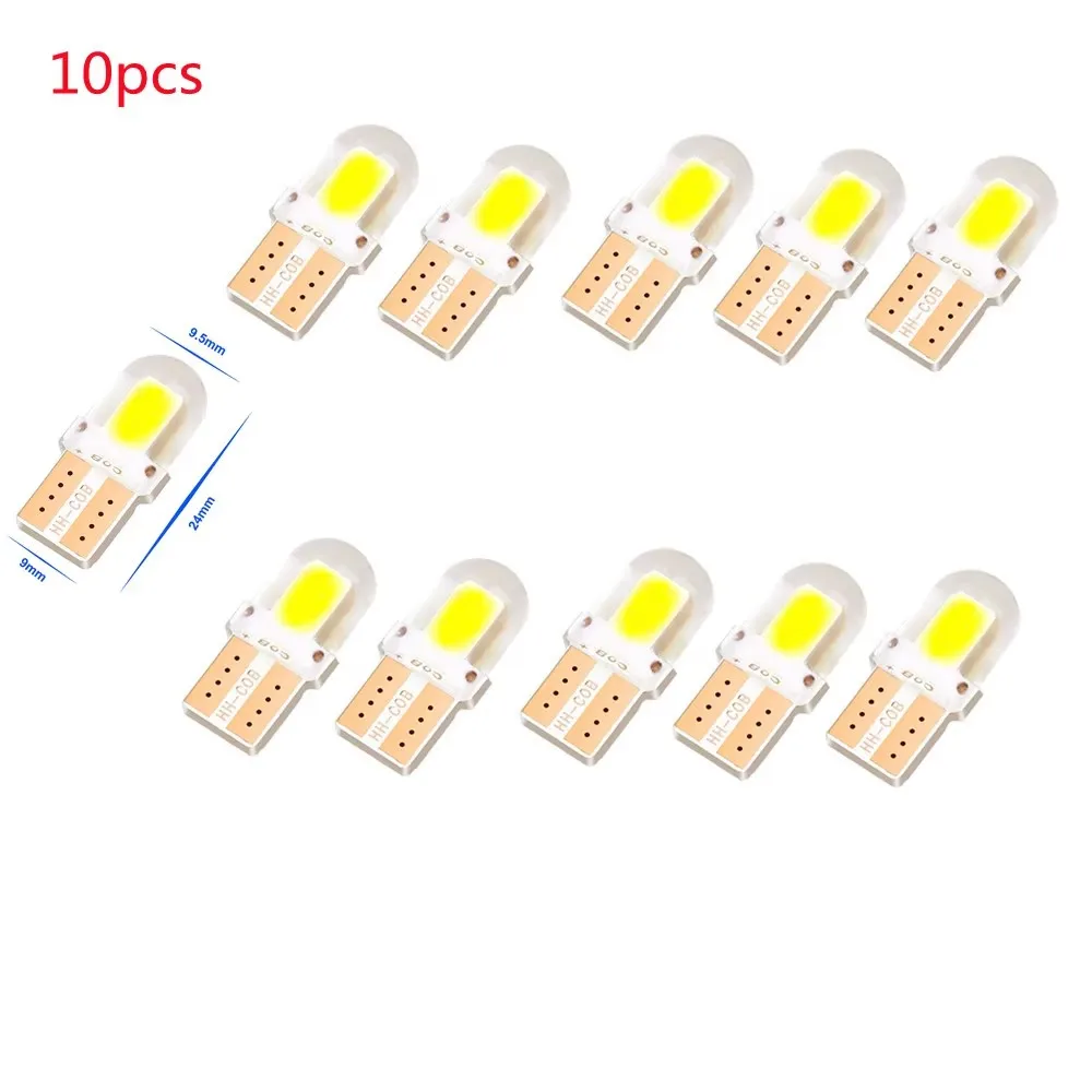 

10 шт., 4 чипа, светодиодный светильник Cob W5W T10 194 168 W5W 4/6/12 Smd, клиновые габаритные лампы, Canbus, силикагель, автомобильный номерной светильник