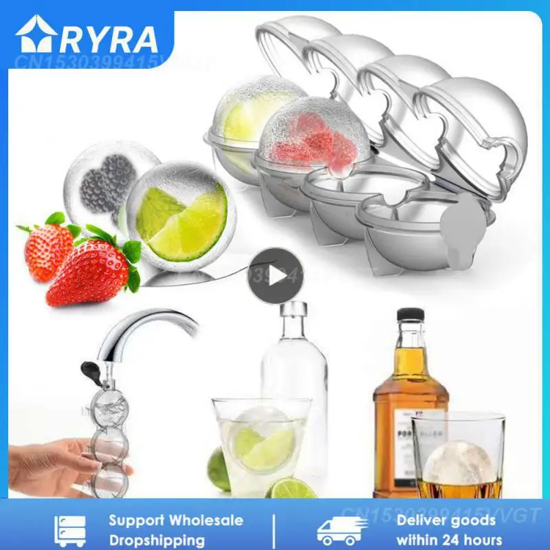 Plastic Ice Maker Transparent Mold 4 Hole Ice Round Makers B