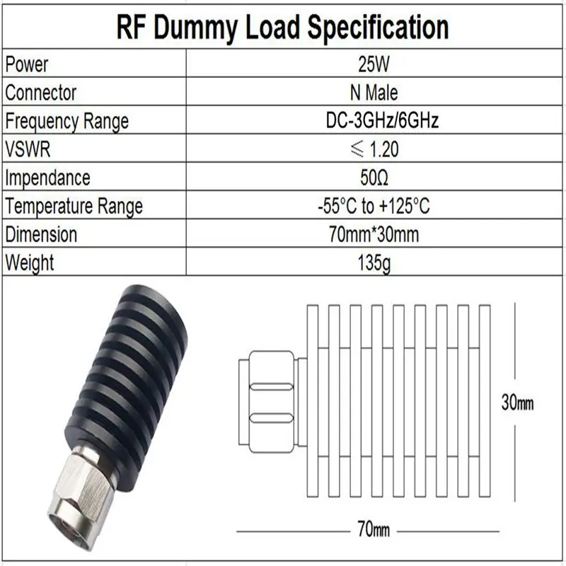 Бесплатная доставка 20 Вт N разъем masculino pequeno 50 Ом DC-3 ГГц-4 ГГц-6 ГГц carga manequim