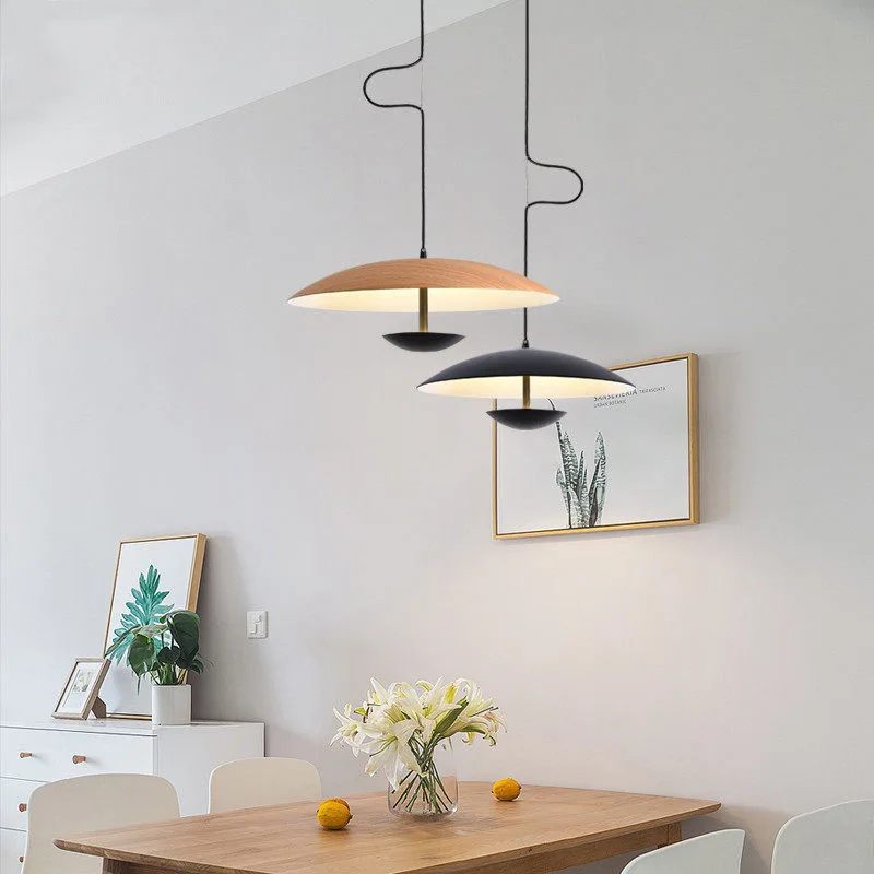 Nordic Design Led Pendant Lights Wood Grain Black for Table Dining Room Kitchen Hanging Lamp Fixture Home Decor Lighting Lusters 3