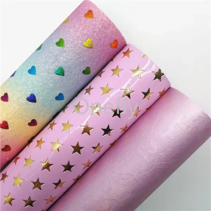 Onefly 21x29 см ткань в форме сердца тисненые золотые звезды листы из искусственной