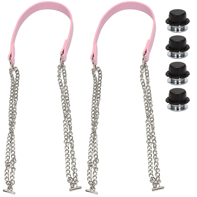 

1 Pair Long Leather PU Chain Handle Silver Metal Superfiber Leather Flat Handles Handle For Obag Bag Handbag Accessories