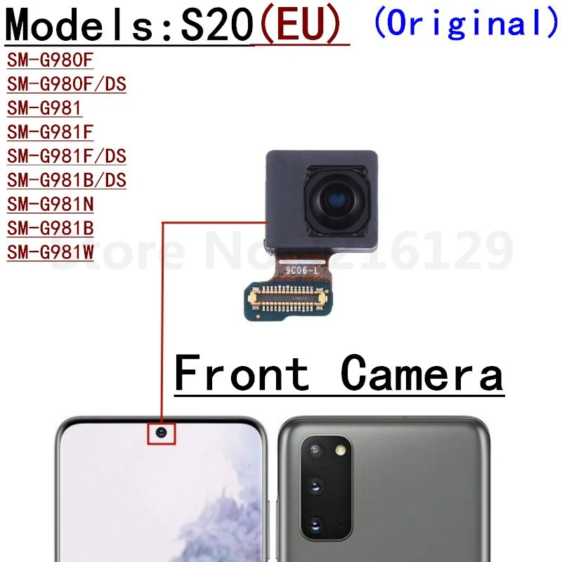 Фото Полный комплект передней и задней основной камеры для Samsung Galaxy S20 5G G980 G981 G981F G981U, широкий гибкий кабель задней камеры №1