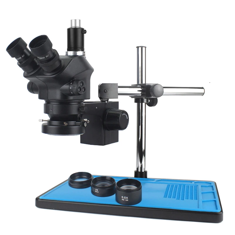 

3.5X-100X Zoom Industrial Lab Simul Focal Adjustable Stereo Microscope Trinocular Microscope Set For Jewelry Phone Watch Repair