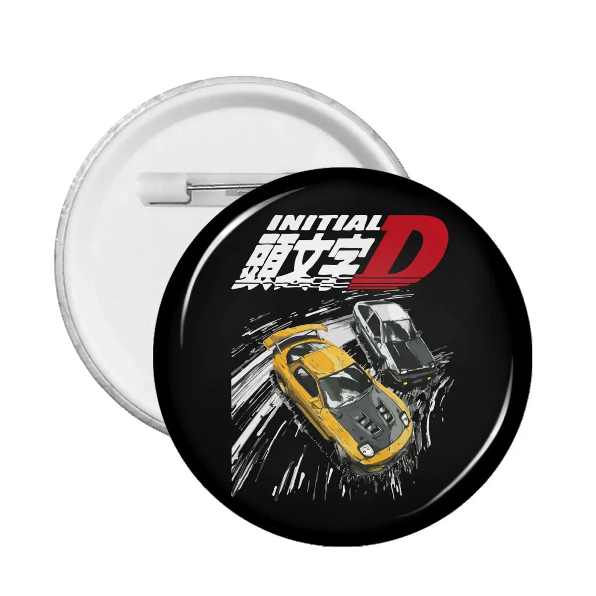 

59mm Initial D Mountain Drift Racing Tandem AE86 Vs FD Rx-7 Badge Funny Fans Collections for Clothes Japanese Anime Brooches Pin