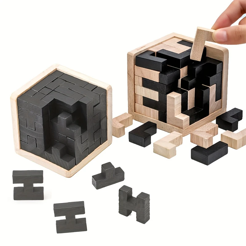 

3D Wooden Puzzles IQ Toy 54Pcs L/ 54Pcs TH Shape Cube Educational Toys For Puzzle Enthusiasts Intellectual Game