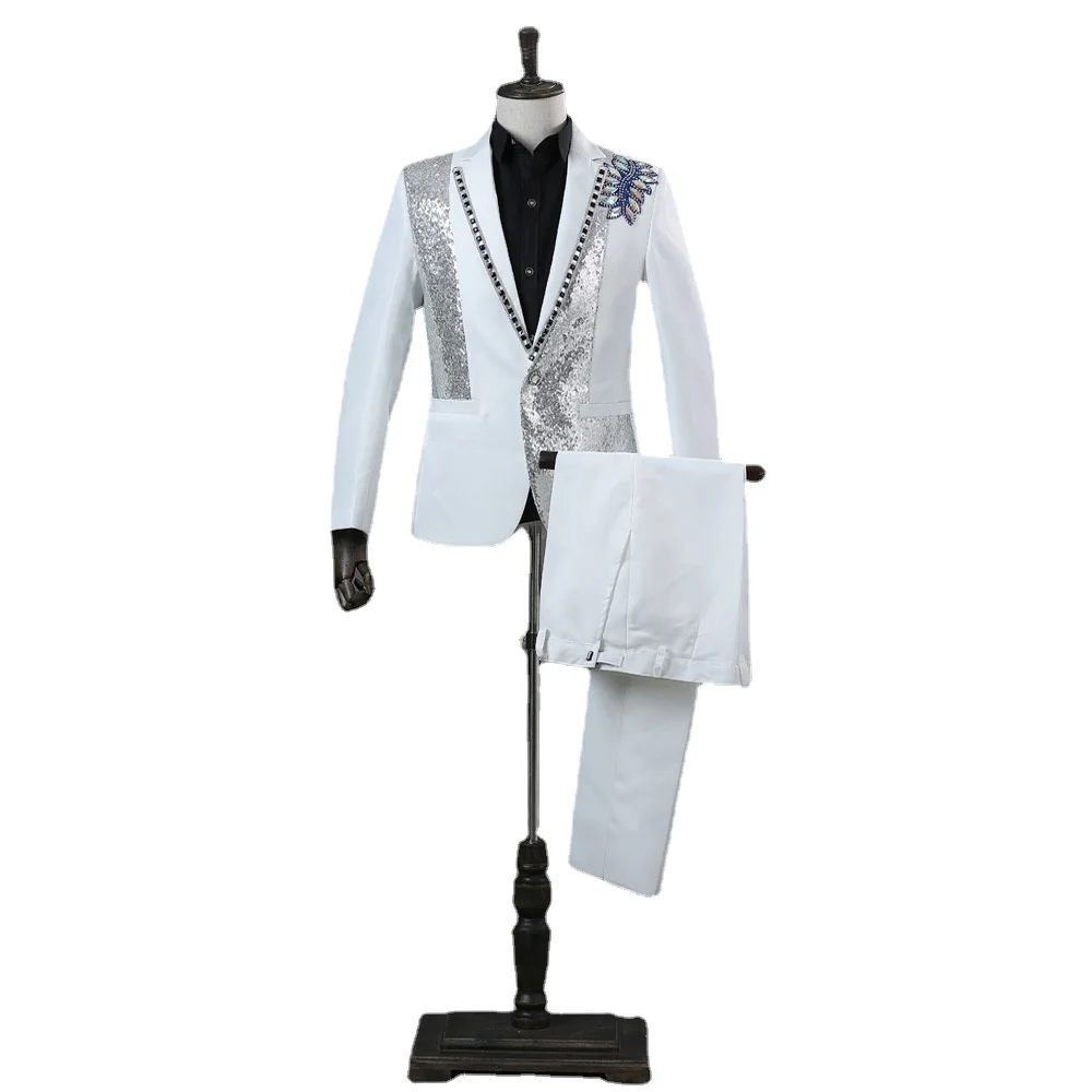 

Suit Dress Cultivate One's Morality Colorful Printed Men's Suit White Black Men Leisure Suits Regular Casual Blazers HIP HOP