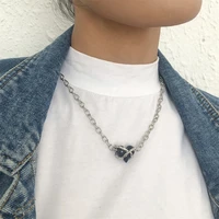 punk heart cross pendant necklace for women choker statement pearl rhinestone clavicle chain girl wedding party jewelry gift