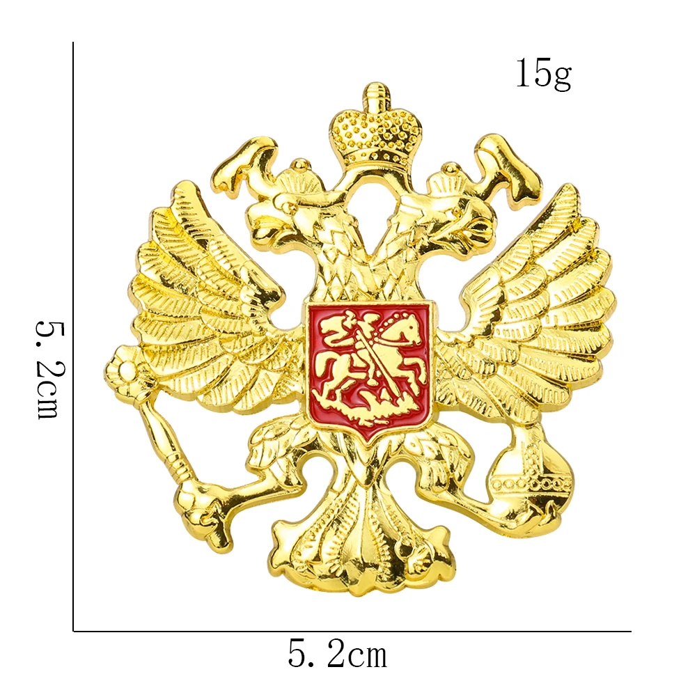 

Золотая металлическая брошь Русский двуглавый орёл