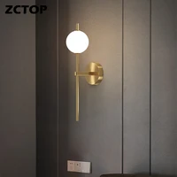 All Copper Led Wall Light Modern Bedroom Bedside Glass Wall Lamp For Home Living Room Sofa Background Corridor Aisle Deco Sconce