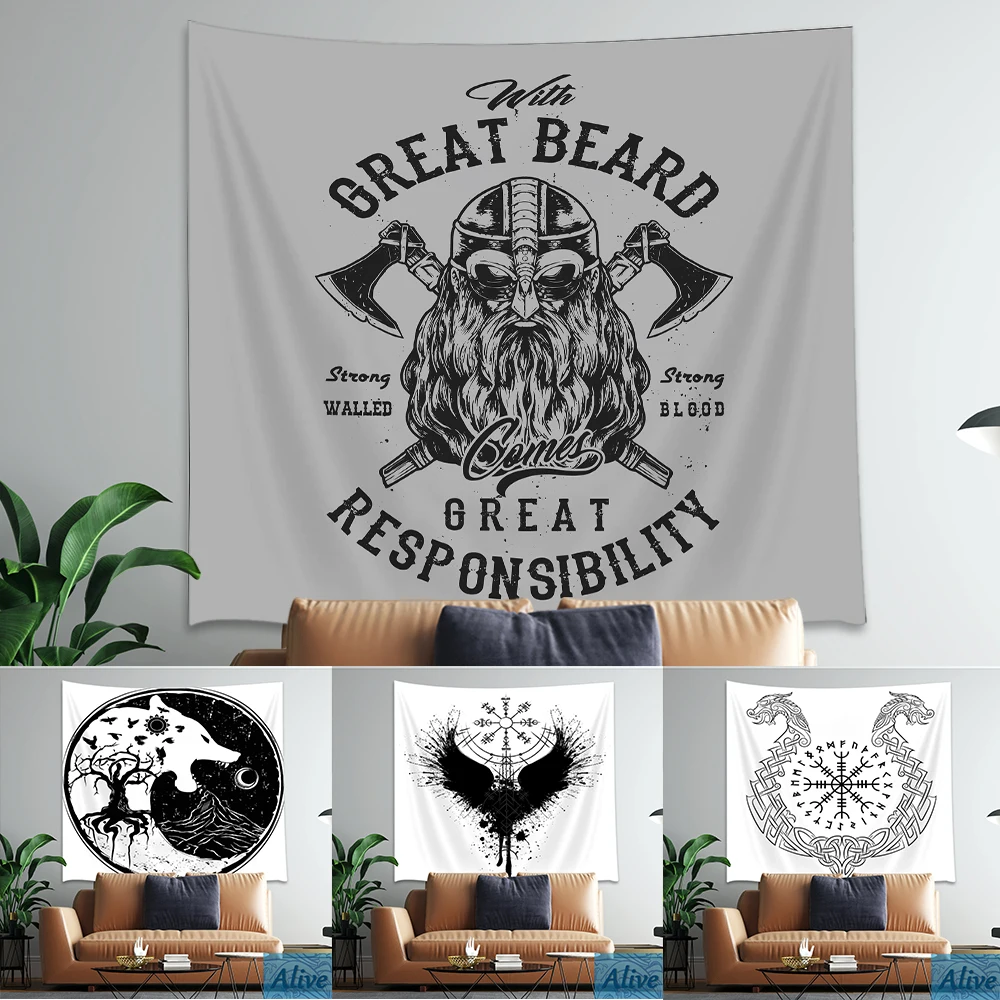 

Scandinavian Viking Art Fantasy of Weapon Tapestry Wall Hanging Decor Tapestries For Living Room Bedroom Home Decor Decoration