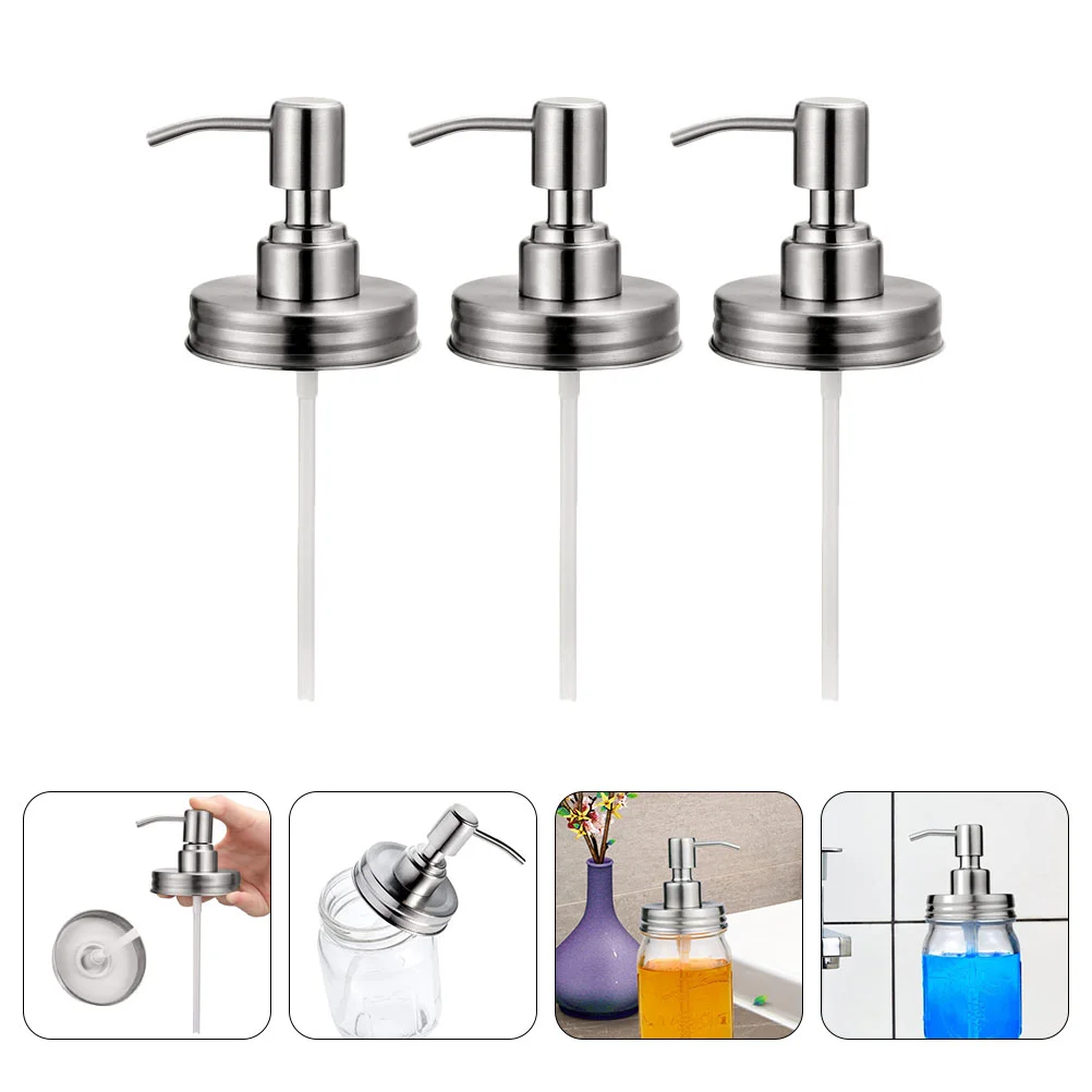 

Pump Dispenser Soap Bottle Lid Jar Mason Head Metal Replacement Accessory Stainless Steel Wash Bodybathroom Conditioner Kitchen
