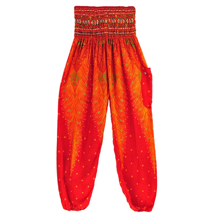 

Богемные женские Пижамные брюки-фонарики, летние штаны с эластичным поясом и цветочным принтом для сна, повседневные свободные спортивные ...