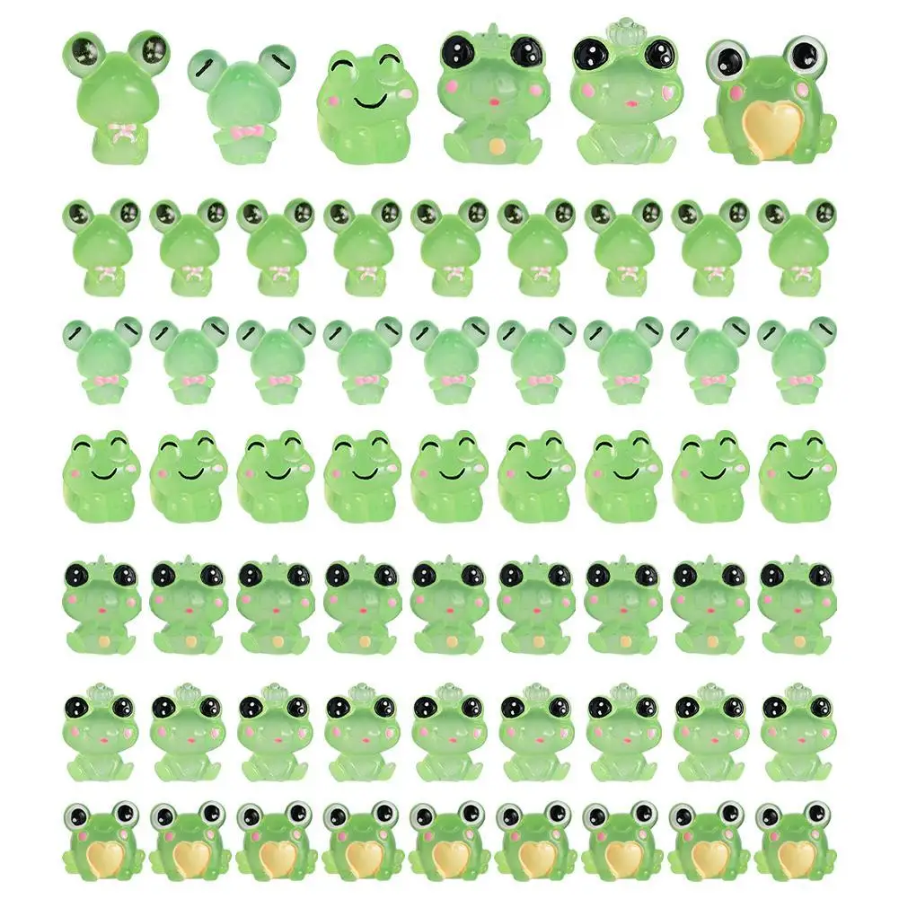 

60 шт. Милая светящаяся Зеленая лягушка, украшение из смолы, 3D подвеска лягушка для брелока, сделай сам, изготовление ювелирных изделий, аксессуары для ювелирных изделий