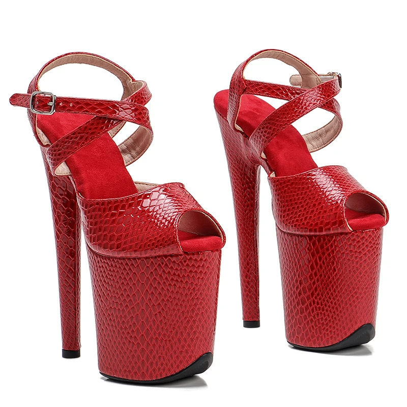 Leecabe 20cm/ 8inches   PU upper toe open  fashion sexy  platform high heel   sandals  pole dance shoes