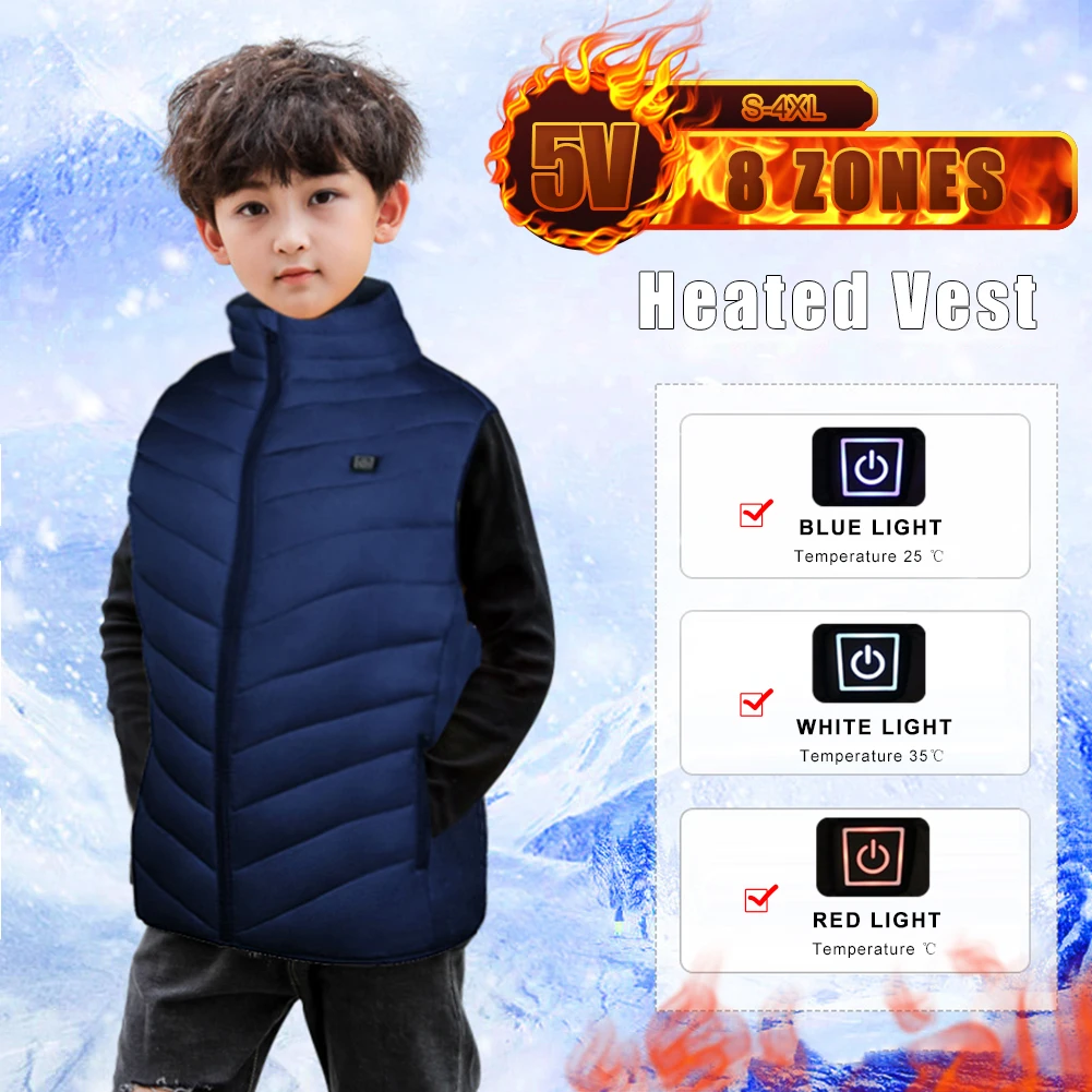 

Teenagers 8 Heating Areas Electric Heated Vest Winter Sleeveless Jacket 3-Temp Adjustable Warm Breathable Heating Vest Size S