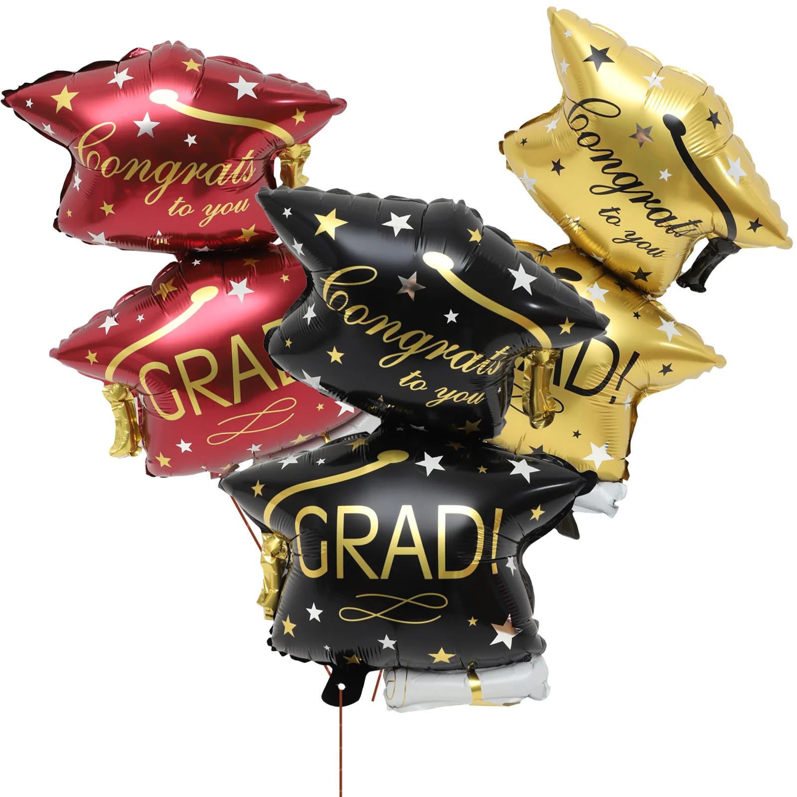 

6 шт. шапочки для выпускного шара воздушные шары черная шляпа поздравляем с празднованием украшения Аксессуары