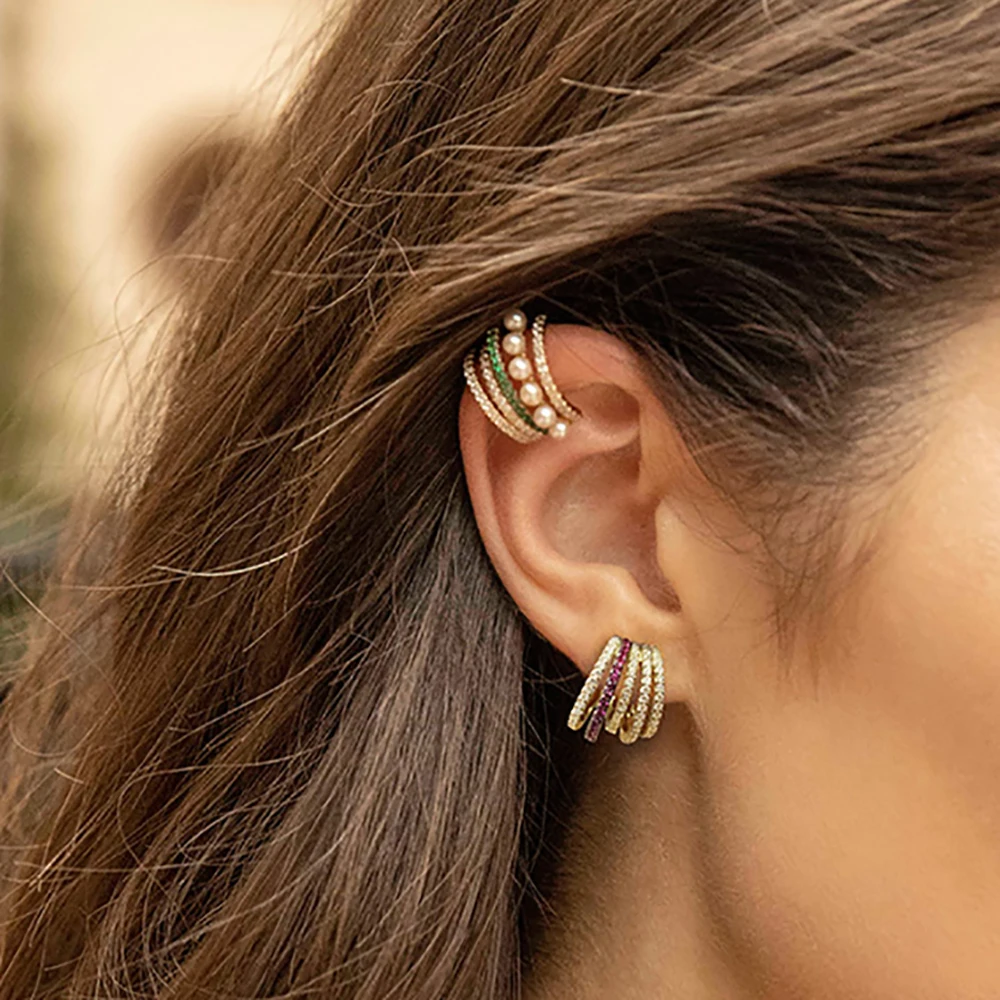 

Silver Color Fashion Zircon Ear Clip Earrings Women Girls Without Piercing Trendy Elegance Jewelry Party Accessories