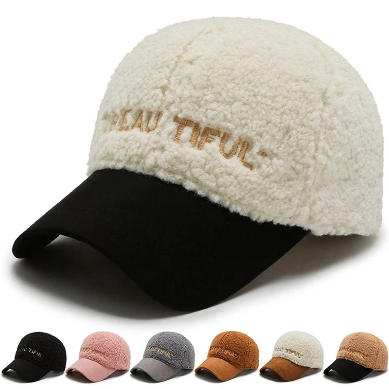 Autumn Winter Warm Baseball Cap New Fashion Men Women Teddy Velvet Keep Warm Snapback Ins Popular Cute Plush Hat Gorras EP0423