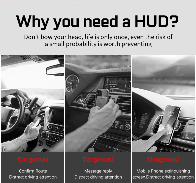 

Car-styling Head Up Display For 12 Or 24 Volt Systems PC+ABS Speed Tool