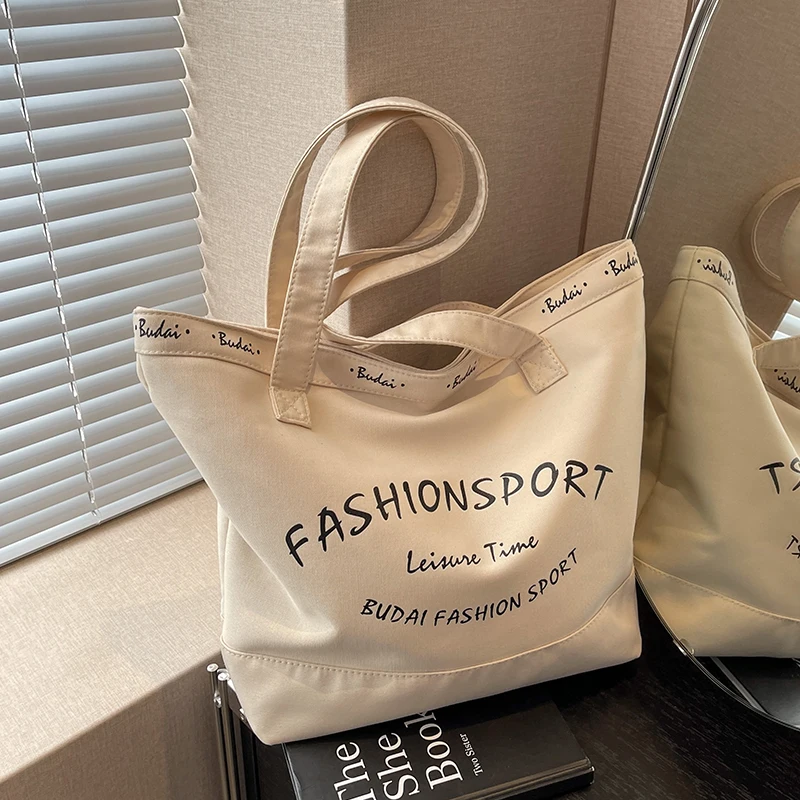 

Women Letter Large Hnabdag Korean Canvas Shopping Bag for Female Casual Beach Shoulder Bag