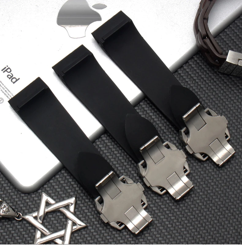 25mm Silicone Watch Bands For Cartier W2020007 W2020008 Waterproof Bracelet Rubber Strap Watchband