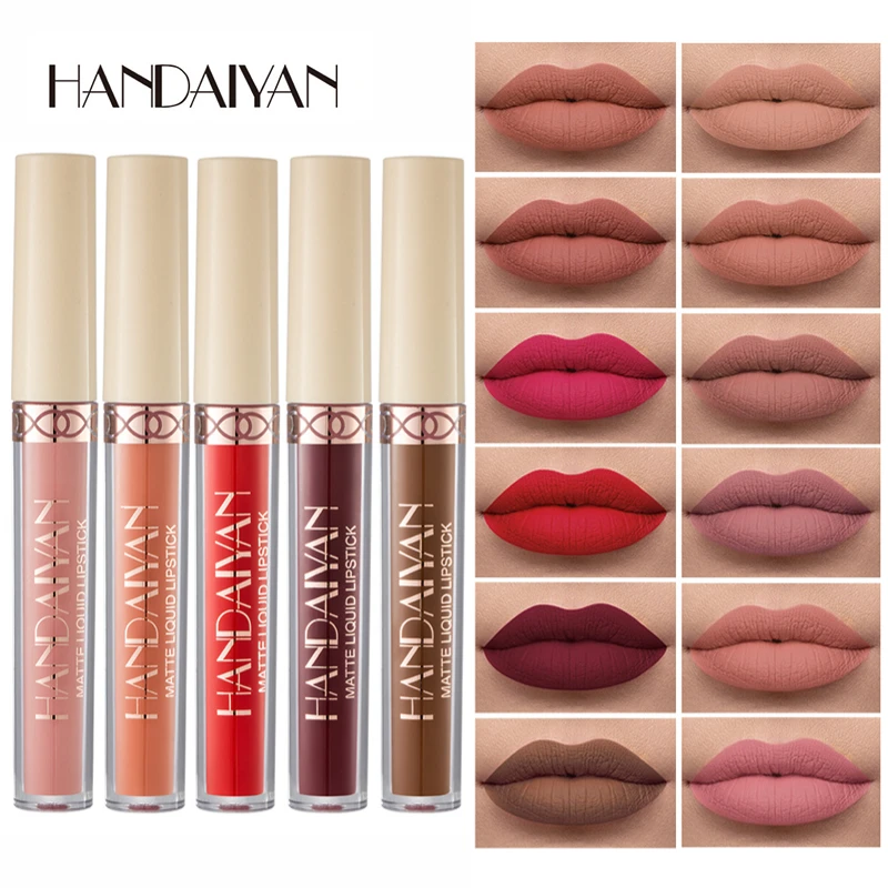 

12 Color Liquid Lipstick Matte Velvet Lip Gloss Makeup Light Glaze Lasting Waterproof Setting Lip Glaze Lazy Lipstick 1PCS