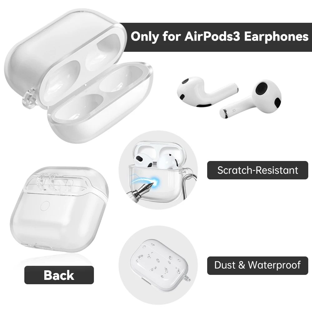 Прозрачный чехол для Apple AirPods 3-го поколения (2021) с брелоком совместимый 3 передней