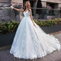 luxury ball gown embroidered lace on net with wedding dress v neck sleeveless beading tassel gown backless vestido de novia lace