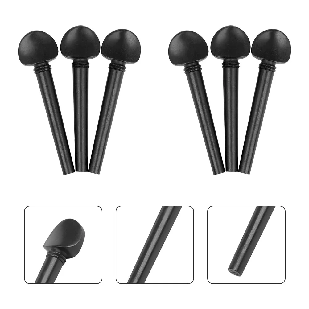 

12 Pcs Pin Guitar Parts Ebony Crafts Tuning Pegs Musical Instrument Accessories Oud Supplies Sturdy Black