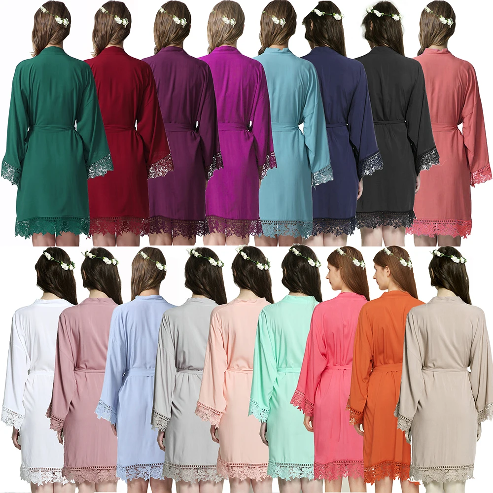 Women Wedding Robe Bride Robes Rayon Cotton Lace Robes Bridal Robes Bridesmaid Robes Bride Bathrobe Bride Sleepwear