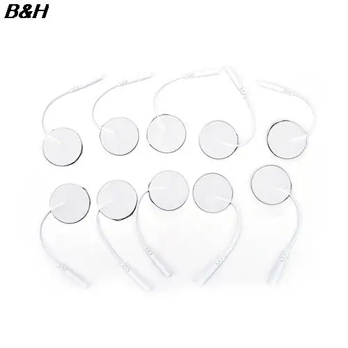 

10Pcs Body Massager Round Electrode Pads with Cable for Medium Frequency TENS Therapy Electronic Cervical Physiotherapy Vertebra