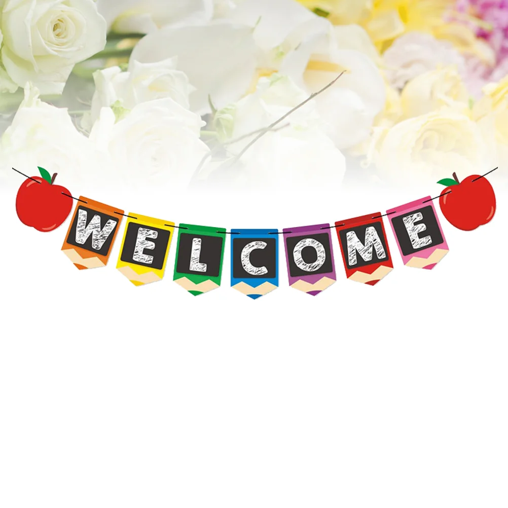 

Banner School Welcometo Decorations Bunting Classroom Party First Daydoor Starting Hanging Decor Flag Sign Suppliesof Wall