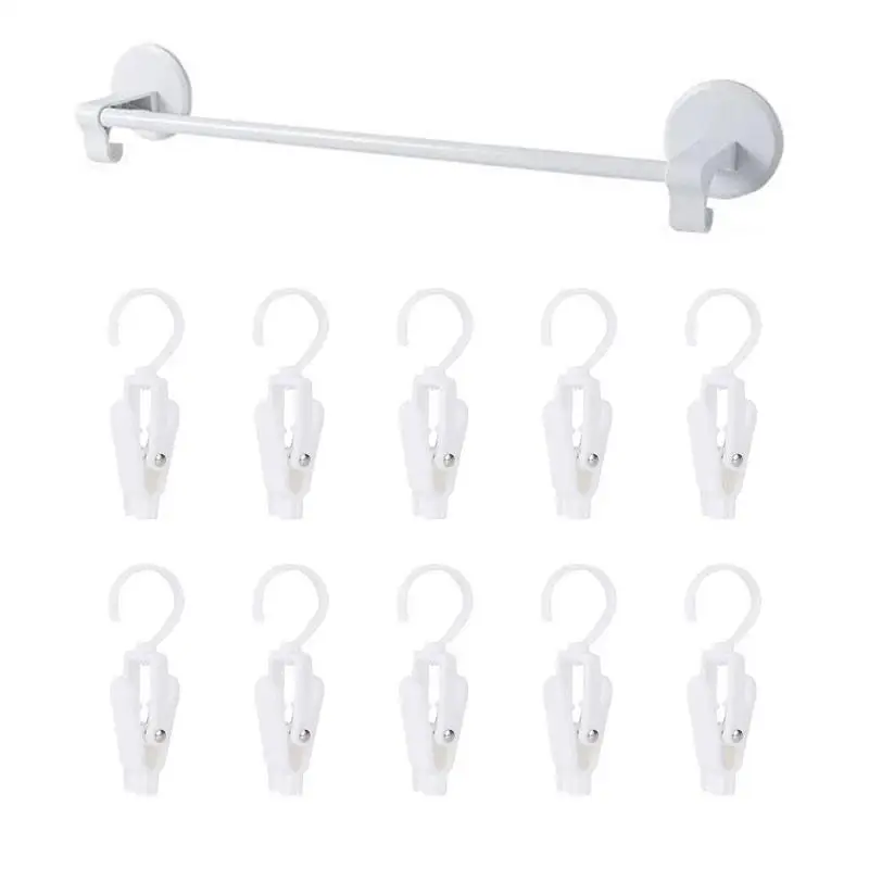 

Hat Storage Hanger 1 Rod Organizer With 10 Rotatable Clips No Trace Multifunctional Space Saving Hat Hanger Anti Slip For Hats