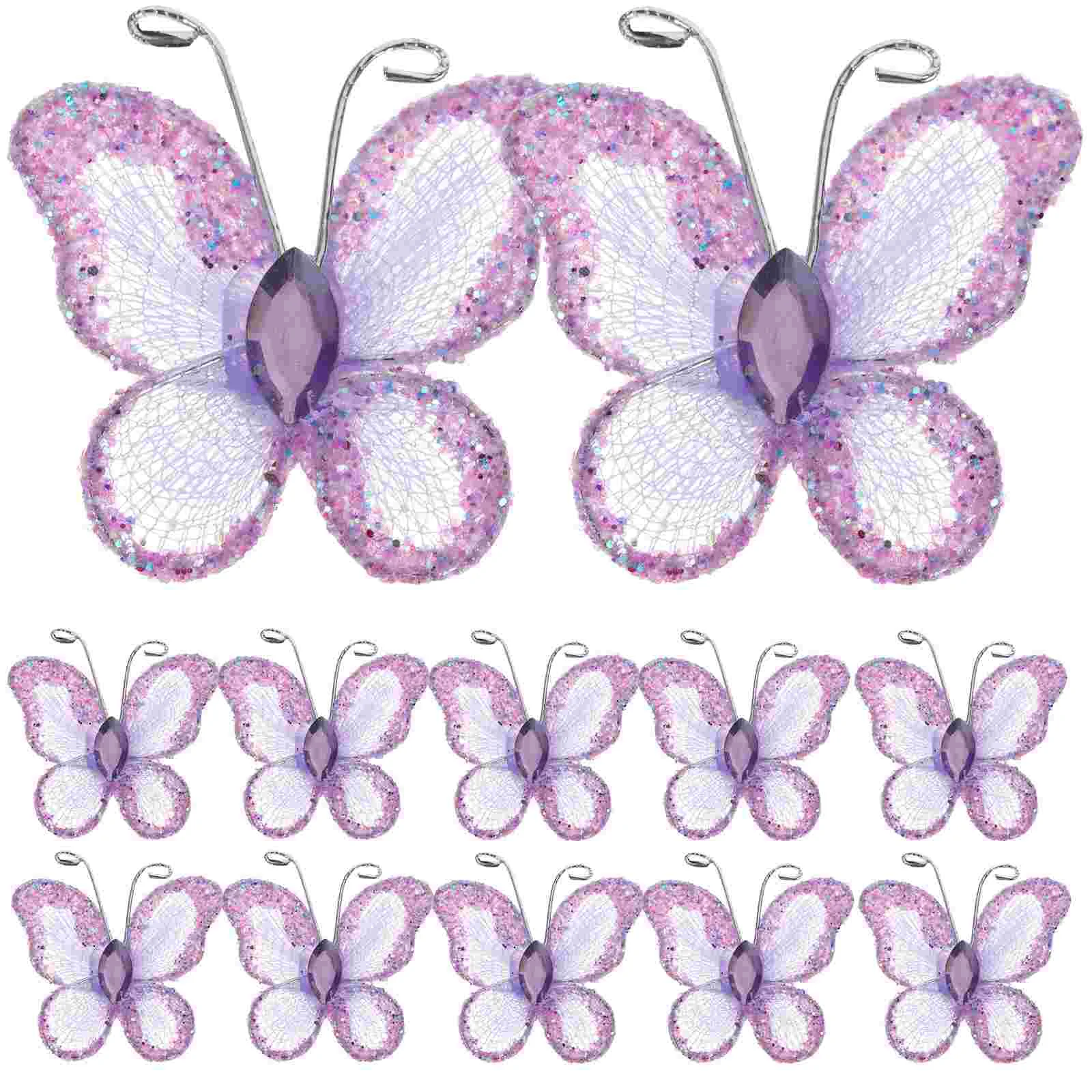 

Butterflies Decorations Purple Mesh Wire Wedding Glitter Crafts Wired Organza Decor Decorative Craft Favor Glittering Wall