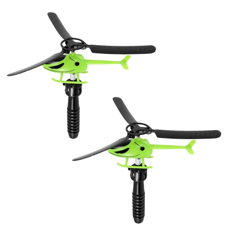 

2X Aviation Model Handle Pull The Plane Outdoor Toys For Children Play Helicopter