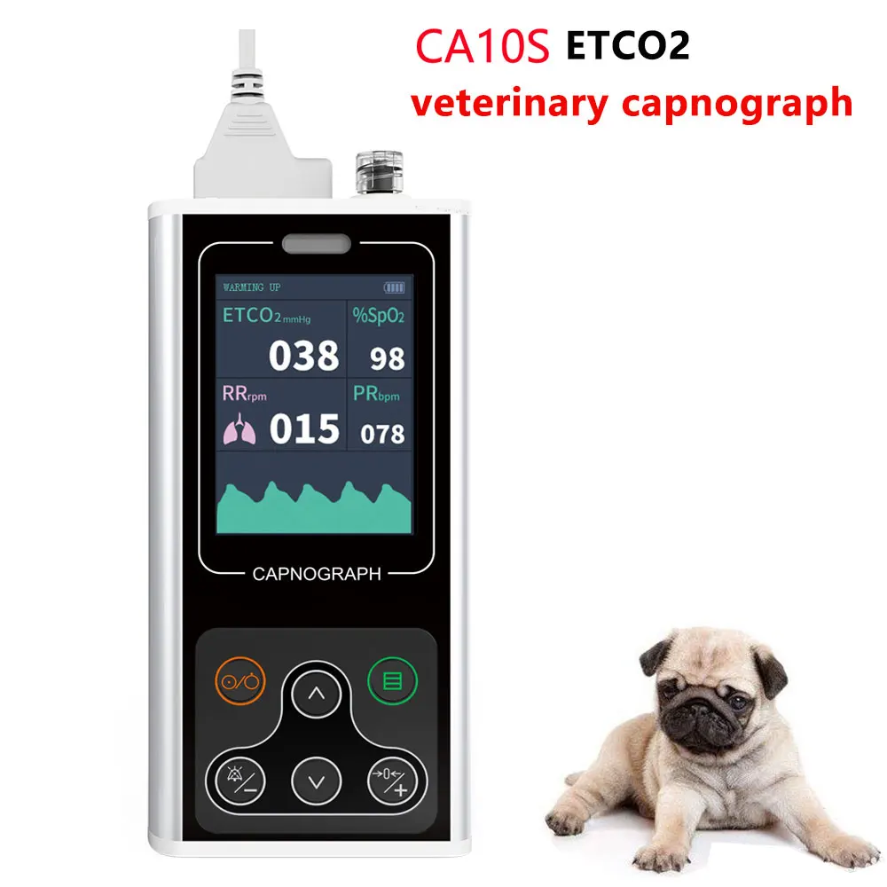 

CONTEC CA10S Sidestream Veterinary Capnograph ETCO2 Monitor Patient Monitor CO2 SPO2 PR Patient’s Respiratory Monitoring Device