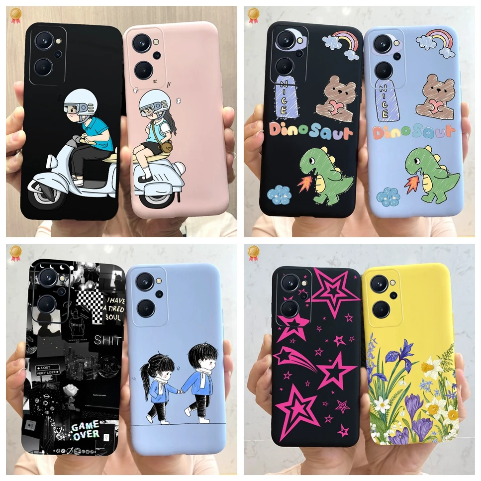 

Для Realme 9 9i 4G чехол милые девушки Медведь Бабочка черный ТПУ силиконовый чехол для OPPO Realme9 Realme 9i 9 i Телефон Чехол Funda