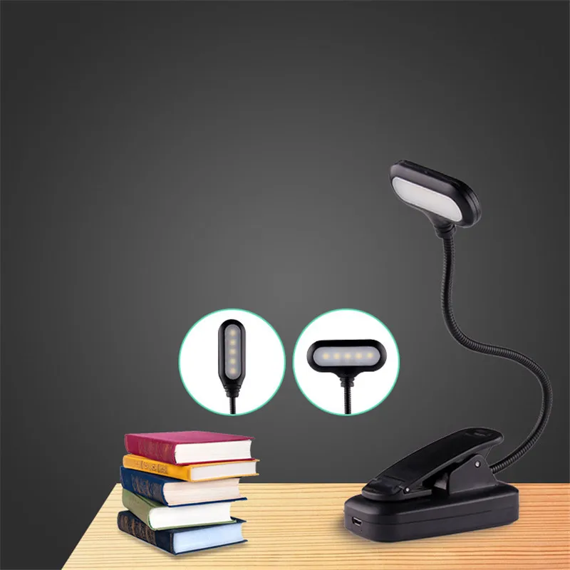 

30/100 шт. 6000K светодиодный ночник с зажимом для книг, USB-зарядка, питание от аккумулятора, настольная лампа для чтения, прикровасветильник светильник для рабочего стола