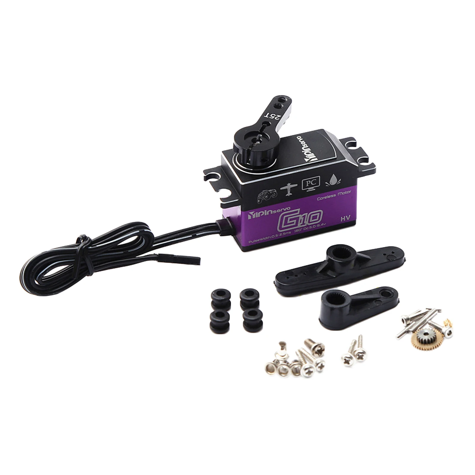 

Digital Servo Kits 10kg Purple w/ 25T Gear Arm for 1/6 1/8 1/10 1/12 RC Car Parts Gear Digital Servo Kits