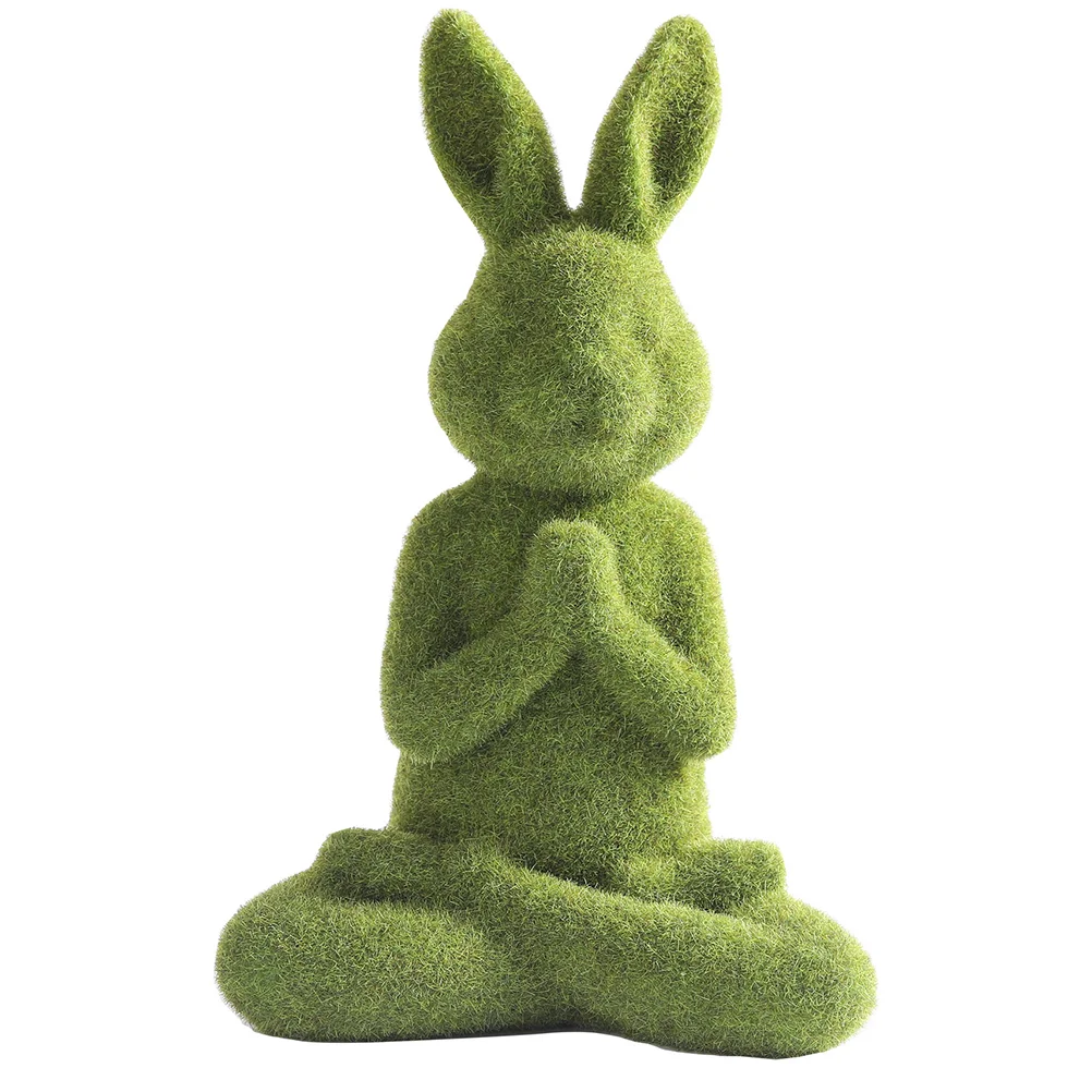 

Household Decor Rabbit Plush Toy Moss Simulation Accessories Small Flocking Figurines Easter Flocked Bunny Ornament