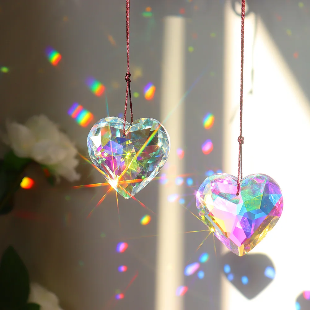 

Hanging Ornament Love Heart Crystal Wind Chimes Crafts for Window Garden Bedroom Living Room Holiday Party Decor