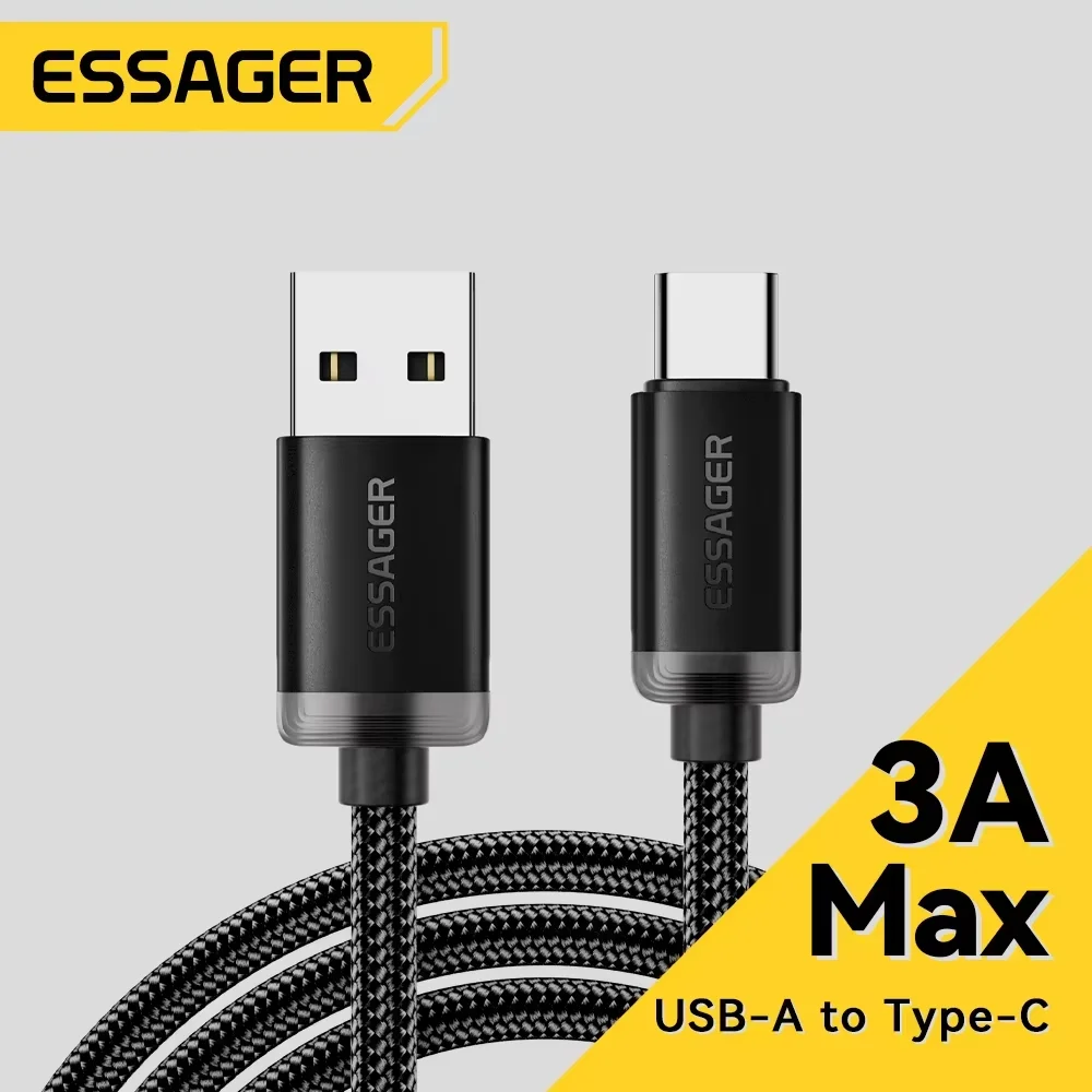 כבל USB מסוג Essager 3A USB A לסוג C כבלי טעינה מהירה עבור iPone 15 Samsung Xiaomi טלפון נייד נתונים מטען חוט