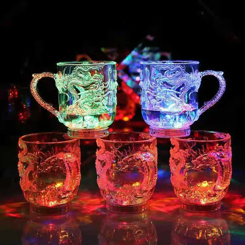

Luminous Cup Colorful Dragon Cup Changes Color In Water Luminous Glass Bar Beer Glass Light Up With Water Luminous Plastic Cup