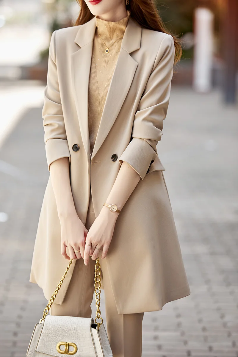 High end office professional women's two-piece suit long women's business casual commuting set (jacket+pants)