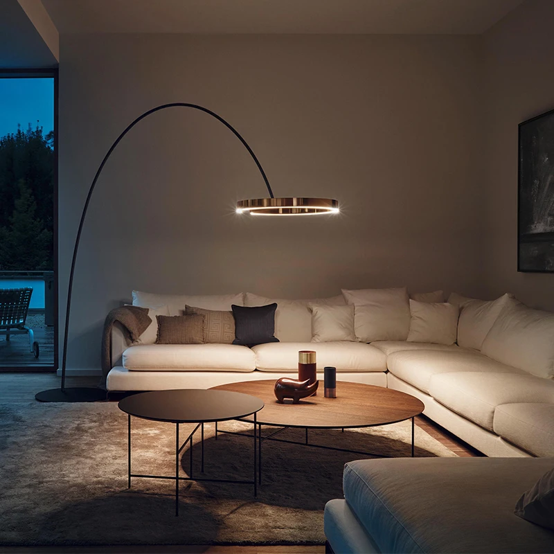 

Living Room Floor Lamp Aluminium Ring Modern LED Floor Lamps Nordic Luxury Hall Saloon Sofa Corner Bedroom Floor Standing Lights