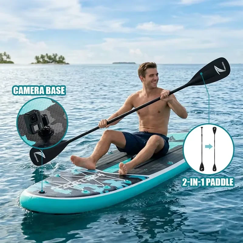 Фото Надувная доска для серфинга TIDETREK 350*89*15см: Хит продаж, премиум-класс, универсальная доска для падлбординга (ISUP) №2